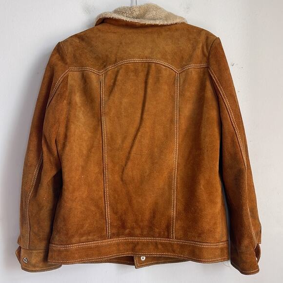 Vintage Tokens suede leather faux fur lined western rodeo rancher jacket sz L - Picture 10 of 10